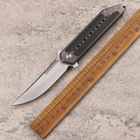 S35VN acier alliage de titane poignée en Fiber de carbone portant Portable pêche EDC couteau de poche pour la survie en milieu sauvage