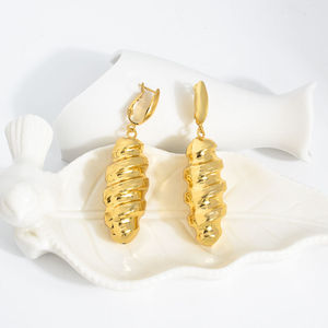 <b>Fashion</b> Gold Color Exquisite Women's Brass Gold Plated Drop Earrings Customized Size Daily Wear Engagement <b>Accessories</b> - Product Image 5