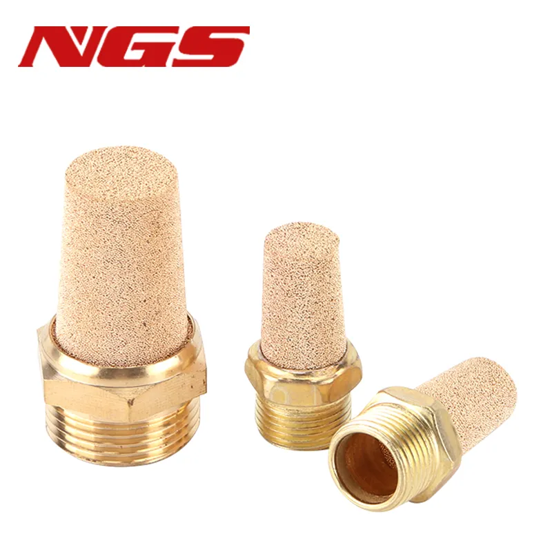 Nam Chủ Đề Brass BSL Nối Phù Hợp Khí Nén Đồng Solenoid Valve Silencer Xi Lanh Muffler Giảm Tiếng Ồn Doanh