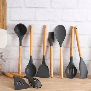 Silicone <b>Kitchenware</b> Set of 12 Non-Stick Pot and Shovel Soup Spoon Household Food Grade Utensils - Product Image 3