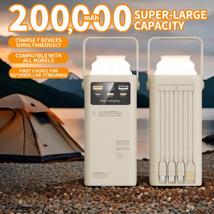 Lámpara de Camping para Exteriores, Banco de Energía de Carga Rápida de 200000mAh y 120W con Cable Integrado para Uso en Exteriores - Product Image 4