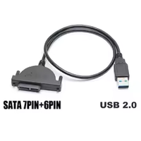 Screw-Lock USB to SATA 7+6 13Pin Plastic Optical Drive Easy Drive Cable External CD/DVD ROM Adapter Pure Copper Computer
