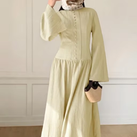 Robe de style chemise YKD088, design haut de gamme, décontractée et confortable, avec un grand ourlet, robe musulmane, vêtements islamiques pour femmes, hijabs traditionnels