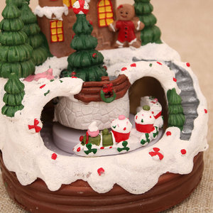 Dropshipping Shopify Resin Gingerbread <b>Train</b> Rotating Music Box Christmas <b>Table</b> Decor Gift Ornament - Product Image 5