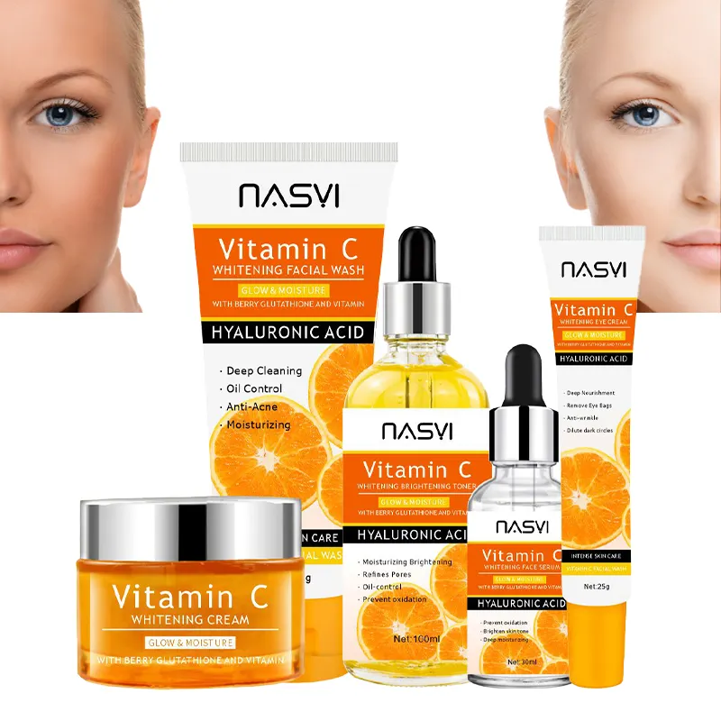 Private Label Face Care 100% Organic Whitening Vitamin C Set Rejuvenating Skin Care Products For Women