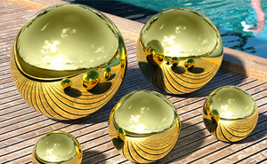 Sfere vuote in acciaio inossidabile altamente lucidate sfere Decorative in metallo sfera in acciaio cavo sfere in acciaio inossidabile dorato - Product Image 3