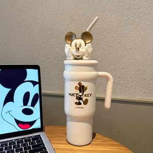 แก้วน้ำสแตนเลสเก็บความเย็นขนาด 30 ออนซ์ พร้อมหลอดและหูหิ้ว ลายการ์ตูน มิกกี้เมาส์ สำหรับขายส่ง รับทำตามสั่ง ของขวัญ - Product Image 4