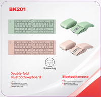 Nouveau clavier mini pliable sans fil BK204 avec souris rétractable, combo à interrupteurs ciseaux, rechargeable USB Type-C pour tablettes