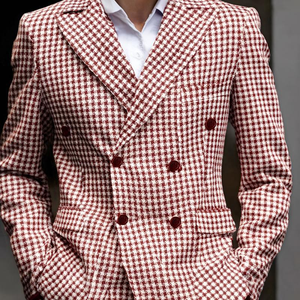 Blazer da <span class=keywords><strong>Uomo</strong></span> Personalizzabile in Stile Pied-de-Poule, Giacca Doppiopetto Stile Smoking con Chiusura <span class=keywords><strong>a</strong></span> Cerniera, per Ufficio, Feste e Occasioni Casual - Product Image 6