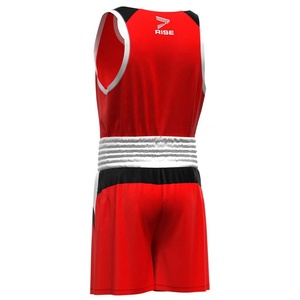 Conjunto Combinado de Competición de Boxeo RISE para Kickboxing y Muay Thai, Pantalones Cortos, Ropa de Competición de Boxeo, Rojo/Azul, Construcción Duradera - Product Image 4