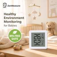 Higrómetro Digital ZenMeasure de Ultra Larga Duración (12 Meses) con Batería CR2032 Preinstalada para Distribución Masiva