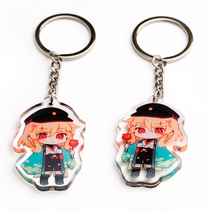 Manufacturer Custom Cartoon Character Pattern UV Printed Acrylic Keychain Plastic Key Ring Charm