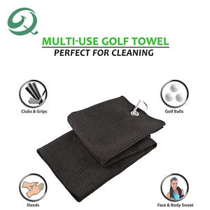 Serviette de <span class=keywords><strong>golf</strong></span> brodée de qualité supérieure, portable, en microfibre, motif gaufré, 16 x 24 pouces, pliable en trois parties - Product Image 4