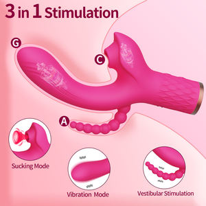Massaggiatore 3 in 1 con Vibrazione e Suzione, Stimolatore Clitorideo a Doppio Motore, Bacchetta Vibrante, Dildo Vibratore per Donne, Giocattoli Sessuali per Adulti - Product Image 2