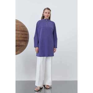 Túnica Morada con Capucha para Mujer Puane, con Detalle de Cremallera Frontal, Tela Suave para Uso Diario Informal y Deportivo - Product Image 1