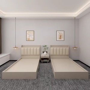 Muebles Comerciales de Madera Económicos y Duraderos, Juego de Dormitorio Moderno para Hotel o Apartamento de Alquiler, Marcos de Cama con Cabeceras Tapizadas - Product Image 2