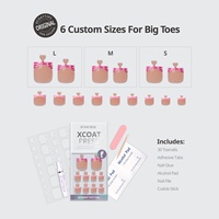 BTArtbox Uñas Postizas Francesas para los Pies, Cuadradas, Reutilizables, de Gel Suave, Color Rosa, Uñas Postizas Francesas