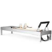 Reformer de Pilates Clásico Comercial Plegable de Lujo, Reformer de Pilates Clásico de Aluminio con Correas de Cuero