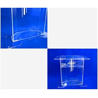 Diseños de Púlpitos para Iglesia Podio de Acrílico Transparente Púlpito de Iglesia con Cruz Cristiana Atril de Pie Fácil de Ensamblar