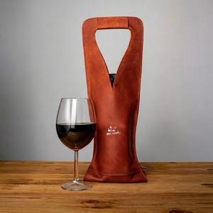 Porte-vin en cuir véritable au design unique, pochette vintage pour une seule bouteille, étui de voyage de haute qualité pour vin LEB-0099 - Product Image 1