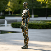 Sculpture Geste Silencieux en Bronze Rétro, Sculpture Stéréoscopique 3D Demi-Corps, Idéale pour la Décoration Intérieure Moderne