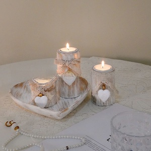 Juego de Portavelas de Madera con Forma de Corazón Estilo Antiguo <span class=keywords><strong>Wang</strong></span> <span class=keywords><strong>Sheng</strong></span>, Decoración de Aromaterapia, Portavelas para Velas de Té, Varios Tamaños - Product Image 1