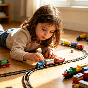 ชุดของเล่นรถไฟไม้โทมัสขนาดเล็ก พร้อมรางแม่เหล็กและโมเดลตกแต่งเค้ก LL-รถไฟขนาดเล็กสำหรับเด็กทารก - Product Image 1