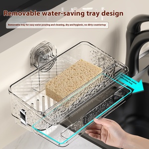 Moderno portaoggetti a ventosa in plastica monostrato per lavelli da cucina, per lavelli e salotti - Product Image 4