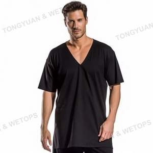 Camicia da notte da <span class=keywords><strong>uomo</strong></span> camicia da notte con scollo a V manica corta camicia da notte morbida <span class=keywords><strong>pigiama</strong></span> Plus Size pigiameria da <span class=keywords><strong>uomo</strong></span> - Product Image 5