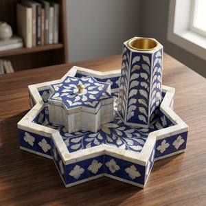 Ensemble brûleur de Bakhoor étoilé en bois poli, style minimaliste moderne, avec plateau à encens et support en laiton, pour parfum d'ambiance arabe, artisanat en bois - Product Image 1