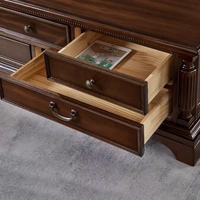 Table basse vintage de style américain avec tiroirs, table basse en bois massif, ensemble meuble à vin et meuble TV, meubles de salon