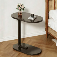 Table d'appoint ovale en forme de C, base en métal antirouille, table basse en forme de C, à glisser sous le canapé, table de chevet étroite pour chambre à coucher