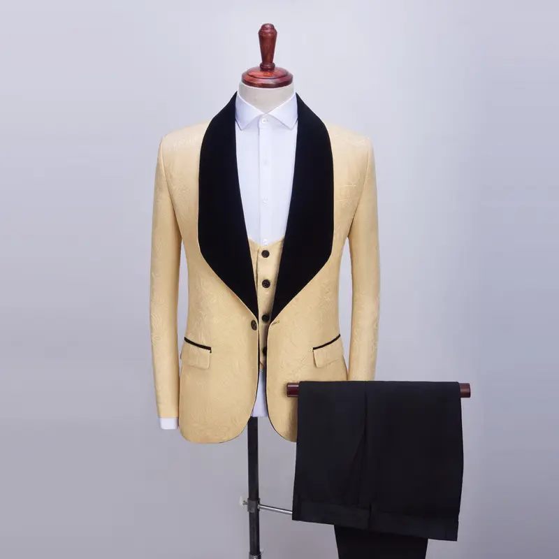 Conjunto de 3 peças de lapela xale grande moda masculina, roupa de noivo de casamento, roupa de noivo preto, vermelho, azul e branco, rosa, azul e branco, de qualidade, venda imperdível de fábrica