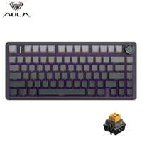 Teclado para Juegos AULA F75 HE Tri-Modo con Interruptor Magnético de Efecto Hall, Diseño 75%, 8KHz RGB, Hot Swap, USB-C, con Perilla Metálica