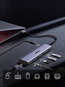 UGREEN 10Gbps <b>USB</b> 3.2 Gen 2 Type-C Docking Station with Gigabit Ethernet Adapter, <b>USB</b> <b>Hub</b> with 100W PD Charging, 18TB Hard Drive - Product Image 5
