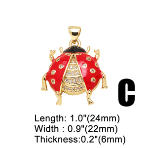 Asjewelry 18K mạ vàng chuồn chuồn Mặt dây côn trùng đồ trang sức làm nguồn cung cấp men Màu Đỏ bọ rùa Mặt dây 2506 pdta199 - Product Image 6