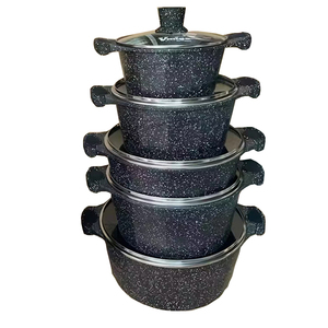 Nouveau design d'ustensiles de cuisine vente en gros d'ustensiles de cuisine antiadhésifs ensemble de 10 casseroles et poêles ensemble d'ustensiles de cuisine en aluminium recouvert de granit antiadhésif - Product Image 1