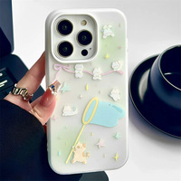Étui de téléphone portable en gelée antichoc deux-en-un pour iPhone 16/15Promax, iPhone 14, iPhone 13/12, effet peau, dessin animé d'été