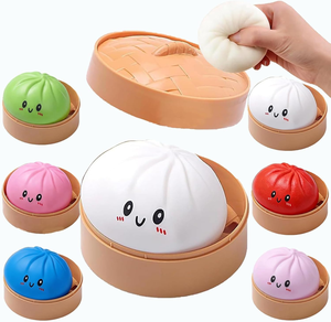 Squeeze Dough Ball Stress Relief Hand Toys with <b>Food</b> Steamer Stretchy Desk Toys Dumpling <b>Squishies</b> Toy Giant Glitter Dumpling - Product Image 1