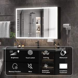 Mueble de Baño Rectangular Moderno con Encimera Gruesa Sólida Iluminada, Diseño Robusto y Lujoso para Uso en Hoteles - Product Image 6