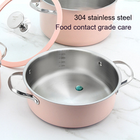 Marmite et casserole en acier inoxydable 304 épaissi, antiadhésif, de qualité alimentaire, avec fond à induction et revêtement céramique extérieur, personnalisable en gros