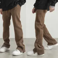 Pantalones de chándal Acampanados para hombre, de algodón grueso pantalón de chándal, liso, holgado, pierna ancha, con logotipo personalizado