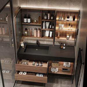 Modern bathroom cabinet ceramic integrated basin wall cabinet smart bathroom mirror wash basin - Product Image 3