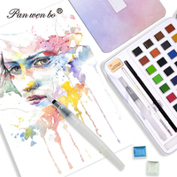 36 colores 48 colores de pintura de acuarela Artista Pintura de acuarela con paleta de esponja de pincel