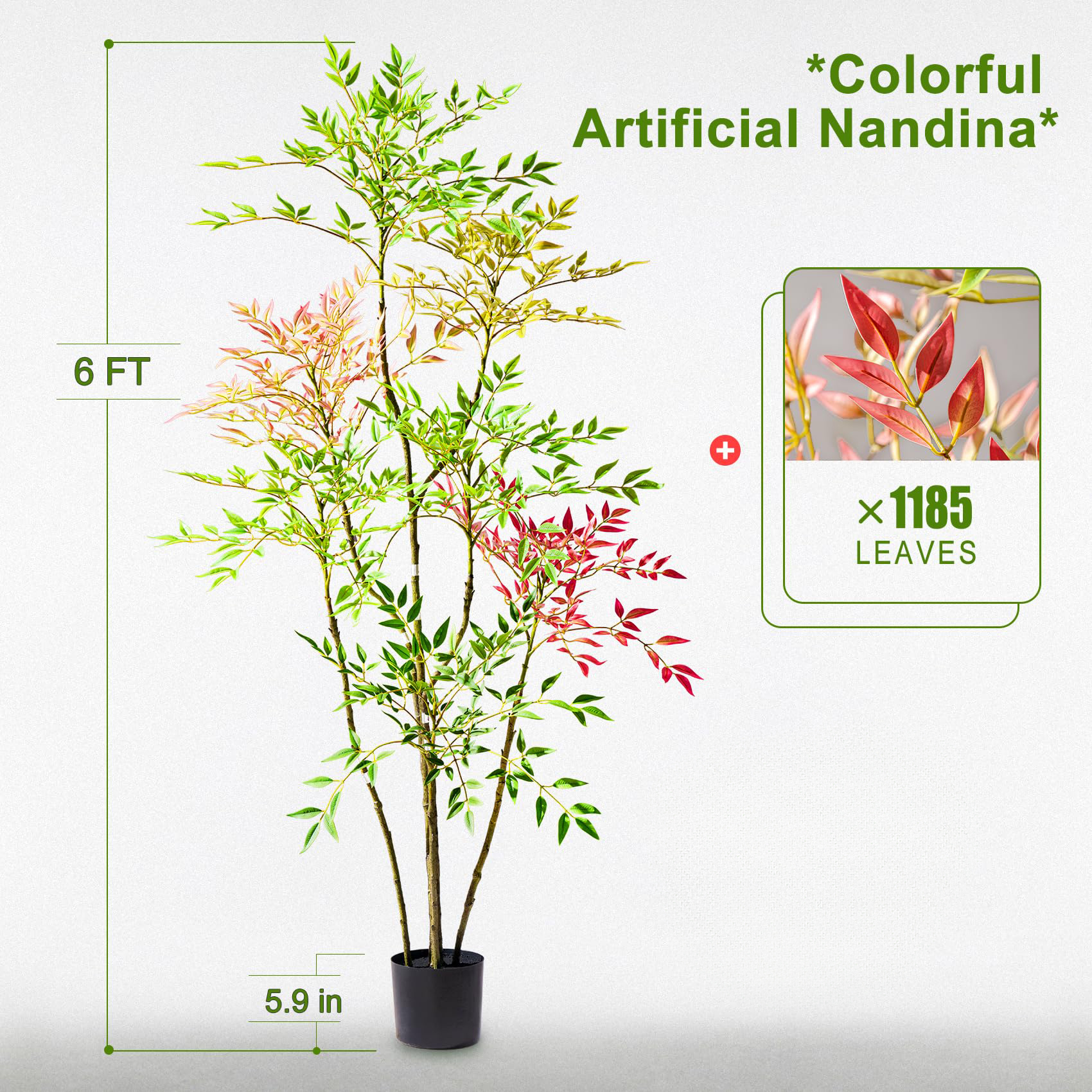 6FT/180cm Rojo y Verde Otoño
