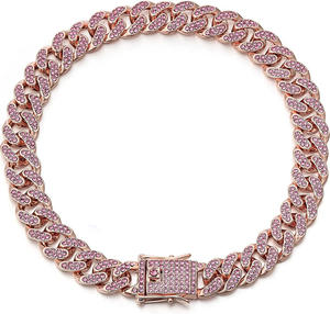 Collar Cubano para Perro de Aleación de Metal Premium, Chapado en Oro, Resistente al Agua y al Deslustre, Ajustable, con Cierre Seguro, con Diamantes - Product Image 1