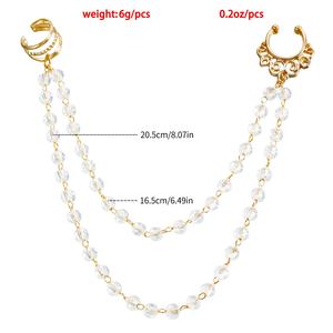 Gaby Ethnic wind wear piercing clous dames double nez stud Stage sans perforation imitation cristal <span class=keywords><strong>faux</strong></span> boucle d'oreille chaîne de nez - Product Image 3