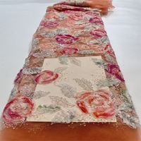 Tissu en dentelle florale écologique haut de gamme avec broderie de perles et de paillettes pour robes