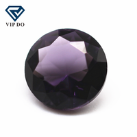 Pierres précieuses synthétiques en verre d'améthyste de forme ronde brillante de 3 mm à 16 mm, pierres précieuses en verre d'améthyste facettées rondes