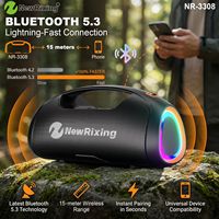 Altavoz para Exteriores NR-3308M de 20W con Luces RGB, Sonido Estéreo, Alta Potencia, Portátil